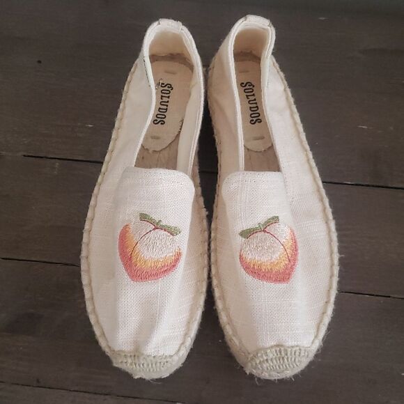 Soludos Peach Embroidered Espadrilles Sand Size 6 NEW - Picture 1 of 7